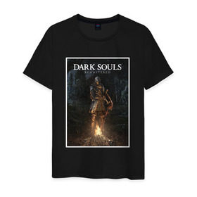 Мужская футболка хлопок с принтом Dark Souls Remastered в Тюмени, 100% хлопок | прямой крой, круглый вырез горловины, длина до линии бедер, слегка спущенное плечо. | Тематика изображения на принте: dark souls | praise the sun | you died | дарк соулс | темные души