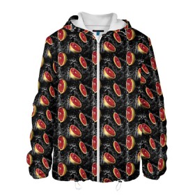 Мужская куртка 3D с принтом Грейпфруты в Тюмени, ткань верха — 100% полиэстер, подклад — флис | прямой крой, подол и капюшон оформлены резинкой с фиксаторами, два кармана без застежек по бокам, один большой потайной карман на груди. Карман на груди застегивается на липучку | fruits | orange | vegan | апельсин | веган | вода | грейпфрут | лето | лимон | фрукты | цитрус