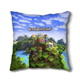 Подушка 3D с принтом Владимир - Minecraft в Тюмени, наволочка – 100% полиэстер, наполнитель – холлофайбер (легкий наполнитель, не вызывает аллергию). | состоит из подушки и наволочки. Наволочка на молнии, легко снимается для стирки | Тематика изображения на принте: minecraft | владимир | вова | вовка | вовчик | володя | добывать | игра | игрушка | имя | компьютерная | кубики | майкрафт | майн крафт | майнкрафт | пиксели | пиксель | ремесло | с именем | шахта