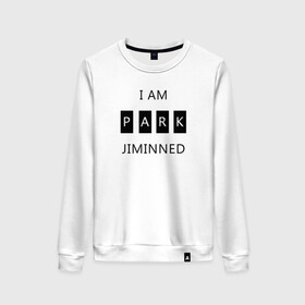 Женский свитшот хлопок с принтом BTS I am Park Jiminned в Тюмени, 100% хлопок | прямой крой, круглый вырез, на манжетах и по низу широкая трикотажная резинка  | bangtan | bangtan boys | bangtan sonyeondan | bts | bts jimin | jimin | k pop | park jimin | арми | бантан | бтс | бтс арми | бтс чимин | к поп | кей поп | пак чимин | чимин