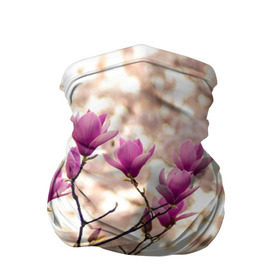 Бандана-труба 3D с принтом Сакура в Тюмени, 100% полиэстер, ткань с особыми свойствами — Activecool | плотность 150‒180 г/м2; хорошо тянется, но сохраняет форму | Тематика изображения на принте: деревья | красота | небо | природа | сакура | цветение | цветы | япония