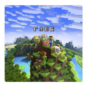 Магнитный плакат 3Х3 с принтом Глеб - Minecraft в Тюмени, Полимерный материал с магнитным слоем | 9 деталей размером 9*9 см | майнкрафт
