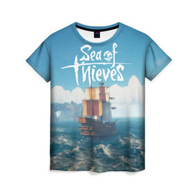 Женская футболка 3D с принтом Sea of Thieves в Тюмени, 100% полиэфир ( синтетическое хлопкоподобное полотно) | прямой крой, круглый вырез горловины, длина до линии бедер | pirates | sea of thieves | пираты