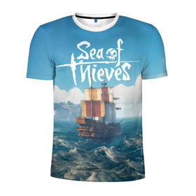 Мужская футболка 3D спортивная с принтом Sea of Thieves в Тюмени, 100% полиэстер с улучшенными характеристиками | приталенный силуэт, круглая горловина, широкие плечи, сужается к линии бедра | pirates | sea of thieves | пираты