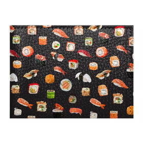 Обложка для студенческого билета с принтом Суши в Тюмени, натуральная кожа | Размер: 11*8 см; Печать на всей внешней стороне | Тематика изображения на принте: food | rolls | sushi | tokyo | еда | роллы | суши | токио