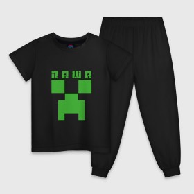 Детская пижама хлопок с принтом Паша - Minecraft в Тюмени, 100% хлопок |  брюки и футболка прямого кроя, без карманов, на брюках мягкая резинка на поясе и по низу штанин
 | крипер | майнкрафт | павел