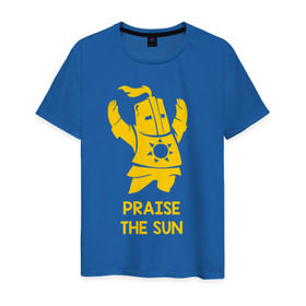 Мужская футболка хлопок с принтом Praise the sun в Тюмени, 100% хлопок | прямой крой, круглый вырез горловины, длина до линии бедер, слегка спущенное плечо. | dark souls | dark souls 3