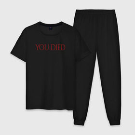 Мужская пижама хлопок с принтом You Died в Тюмени, 100% хлопок | брюки и футболка прямого кроя, без карманов, на брюках мягкая резинка на поясе и по низу штанин
 | dark souls | dark souls 3
