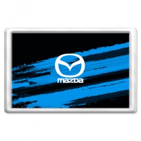 Магнит 45*70 с принтом Mazda MOTORs Blue в Тюмени, Пластик | Размер: 78*52 мм; Размер печати: 70*45 | Тематика изображения на принте: 