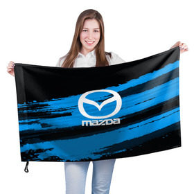 Флаг 3D с принтом Mazda MOTORs Blue в Тюмени, 100% полиэстер | плотность ткани — 95 г/м2, размер — 67 х 109 см. Принт наносится с одной стороны | 