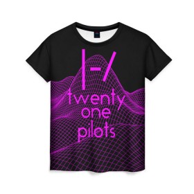 Женская футболка 3D с принтом twenty one pilots neon music в Тюмени, 100% полиэфир ( синтетическое хлопкоподобное полотно) | прямой крой, круглый вырез горловины, длина до линии бедер | группа | инди поп | синти поп