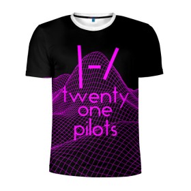 Мужская футболка 3D спортивная с принтом twenty one pilots neon music в Тюмени, 100% полиэстер с улучшенными характеристиками | приталенный силуэт, круглая горловина, широкие плечи, сужается к линии бедра | группа | инди поп | синти поп