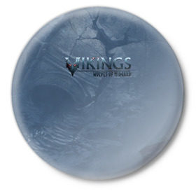 Значок с принтом Vikings в Тюмени,  металл | круглая форма, металлическая застежка в виде булавки | midgard | viking | wolves | викинги | воин | волк | игра