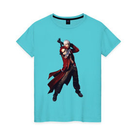Женская футболка хлопок с принтом Devil May Cry в Тюмени, 100% хлопок | прямой крой, круглый вырез горловины, длина до линии бедер, слегка спущенное плечо | dante | devilmaycry | данте