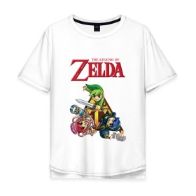 Мужская футболка хлопок Oversize с принтом zelda tri force heroes в Тюмени, 100% хлопок | свободный крой, круглый ворот, “спинка” длиннее передней части | link | zelda | зельда | линк | три линка