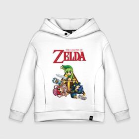 Детское худи Oversize хлопок с принтом zelda tri force heroes в Тюмени, френч-терри — 70% хлопок, 30% полиэстер. Мягкий теплый начес внутри —100% хлопок | боковые карманы, эластичные манжеты и нижняя кромка, капюшон на магнитной кнопке | Тематика изображения на принте: link | zelda | зельда | линк | три линка