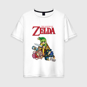 Женская футболка хлопок Oversize с принтом zelda tri force heroes в Тюмени, 100% хлопок | свободный крой, круглый ворот, спущенный рукав, длина до линии бедер
 | link | zelda | зельда | линк | три линка