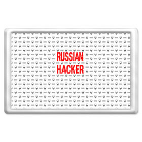 Магнит 45*70 с принтом Russian Hacker в Тюмени, Пластик | Размер: 78*52 мм; Размер печати: 70*45 | cracker | hacker | keyboard | russian | skull | взломщик | клавиатура | крекер | русский | хакер | череп