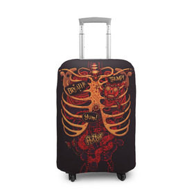 Чехол для чемодана 3D с принтом Человеческий скелет в Тюмени, 86% полиэфир, 14% спандекс | двустороннее нанесение принта, прорези для ручек и колес | 3d скелет | кости | легкие | органы | ребра | сердце | скелет | человек