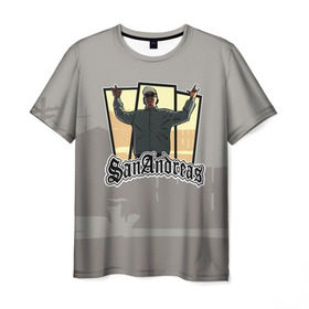 Мужская футболка 3D с принтом GTA SA - Райдер v2 в Тюмени, 100% полиэфир | прямой крой, круглый вырез горловины, длина до линии бедер | carl johnson | grand theft auto | gta | los santos | sa | san andreas | гта