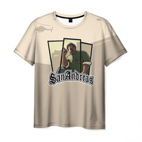 Мужская футболка 3D с принтом GTA SA - Big Smoke в Тюмени, 100% полиэфир | прямой крой, круглый вырез горловины, длина до линии бедер | carl johnson | grand theft auto | gta | los santos | sa | san andreas | гта