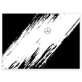 Поздравительная открытка с принтом MERCEDES BENZ SPORT в Тюмени, 100% бумага | плотность бумаги 280 г/м2, матовая, на обратной стороне линовка и место для марки
 | mercedes | марка | машины | мерседес