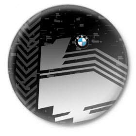 Значок с принтом BMW SPORT в Тюмени,  металл | круглая форма, металлическая застежка в виде булавки | bmw | бмв | марка | машины