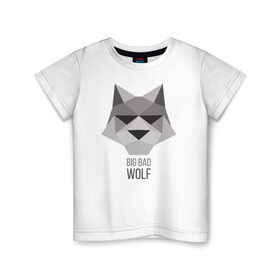 Детская футболка хлопок с принтом Big Bad Wolf в Тюмени, 100% хлопок | круглый вырез горловины, полуприлегающий силуэт, длина до линии бедер | duck sauce | абстракция | большой | вой | волк | животное | заяц | крутая | крутой | ну погоди | песня | серый | треугольник | хищник