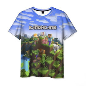 Мужская футболка 3D с принтом Владислав - Minecraft в Тюмени, 100% полиэфир | прямой крой, круглый вырез горловины, длина до линии бедер | Тематика изображения на принте: minecraft | влад | владик | владислав | добывать | игра | игрушка | имя | компьютерная | кубики | майкрафт | майн крафт | майнкрафт | пиксели | пиксель | ремесло | с именем | слава | шахта