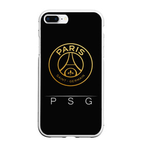 Чехол для iPhone 7Plus/8 Plus матовый с принтом PSG Gold в Тюмени, Силикон | Область печати: задняя сторона чехла, без боковых панелей | champions | france | germain | gold | league | neymar | paris | psg | saint | лига | псж | франция | чемпионов