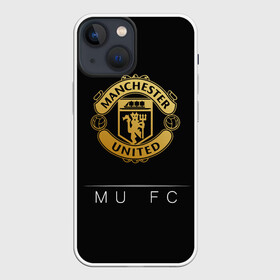 Чехол для iPhone 13 mini с принтом MU Gold в Тюмени,  |  | champions | england | league | manchester | united | лига | манчестер | чемпионов | юнайтед