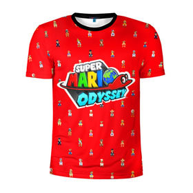 Мужская футболка 3D спортивная с принтом Super Mario Odyssey в Тюмени, 100% полиэстер с улучшенными характеристиками | приталенный силуэт, круглая горловина, широкие плечи, сужается к линии бедра | Тематика изображения на принте: nintendo | марио | нинтендо