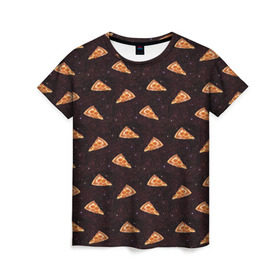 Женская футболка 3D с принтом Galaxy pizza в Тюмени, 100% полиэфир ( синтетическое хлопкоподобное полотно) | прямой крой, круглый вырез горловины, длина до линии бедер | galaxy | pizza | space | stars | галактика | еда | звезды | испания | италия | космический | космос | ночь | пипперони | пицца | сыр
