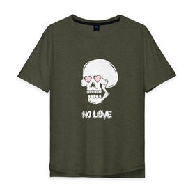 Мужская футболка хлопок Oversize с принтом No love skull в Тюмени, 100% хлопок | свободный крой, круглый ворот, “спинка” длиннее передней части | guccigang | hearts | nolove | дремин | ивандремин | любовь | нелюбовь | сердечки | сердце | фэйс | череп