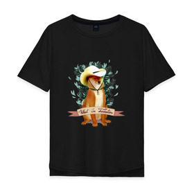 Мужская футболка хлопок Oversize с принтом What in Tarnation? в Тюмени, 100% хлопок | свободный крой, круглый ворот, “спинка” длиннее передней части | Тематика изображения на принте: dog | doge | meme | memes | мем | мемы | собака | собакен | шиба ину