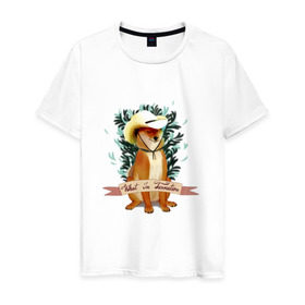 Мужская футболка хлопок с принтом What in Tarnation? в Тюмени, 100% хлопок | прямой крой, круглый вырез горловины, длина до линии бедер, слегка спущенное плечо. | dog | doge | meme | memes | мем | мемы | собака | собакен | шиба ину