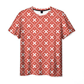 Мужская футболка 3D с принтом узоры в Тюмени, 100% полиэфир | прямой крой, круглый вырез горловины, длина до линии бедер | Тематика изображения на принте: вышивка | оберег | обережная | орнамент | россия | русь | славянский | узор