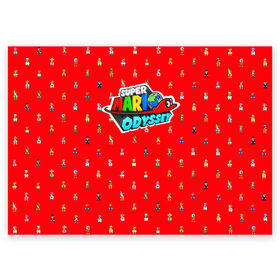 Поздравительная открытка с принтом Super Mario Odyssey в Тюмени, 100% бумага | плотность бумаги 280 г/м2, матовая, на обратной стороне линовка и место для марки
 | Тематика изображения на принте: 