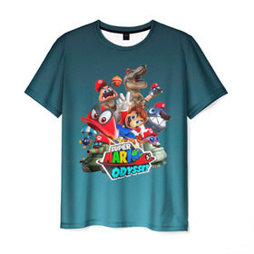 Мужская футболка 3D с принтом Super Mario Odyssey в Тюмени, 100% полиэфир | прямой крой, круглый вырез горловины, длина до линии бедер | nintendo | марио | нинтендо