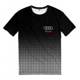 Мужская футболка 3D с принтом AUDI SPORT в Тюмени, 100% полиэфир | прямой крой, круглый вырез горловины, длина до линии бедер | Тематика изображения на принте: audi | ауди | марка | машины