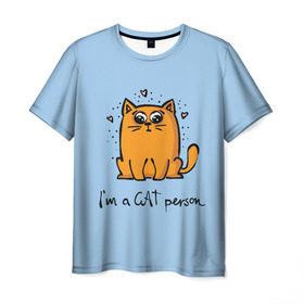 Мужская футболка 3D с принтом I am a Cat Person в Тюмени, 100% полиэфир | прямой крой, круглый вырез горловины, длина до линии бедер | Тематика изображения на принте: cat | домашние любимцы | животные | котики | котэ | котята | любовь | милые