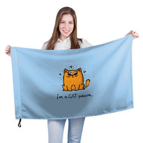 Флаг 3D с принтом I am a Cat Person в Тюмени, 100% полиэстер | плотность ткани — 95 г/м2, размер — 67 х 109 см. Принт наносится с одной стороны | cat | домашние любимцы | животные | котики | котэ | котята | любовь | милые