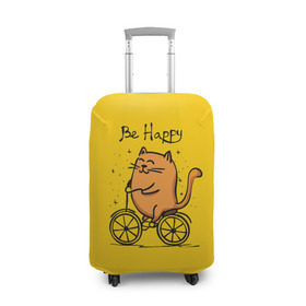 Чехол для чемодана 3D с принтом Be Happy,cat в Тюмени, 86% полиэфир, 14% спандекс | двустороннее нанесение принта, прорези для ручек и колес | cat | домашние любимцы | животные | котики | котэ | котята | любовь | милые