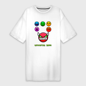Платье-футболка хлопок с принтом Geometry dash icons в Тюмени,  |  | gd | геометрия | демон | дьявол | дэш | иконки | сложно | сложность