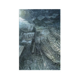 Обложка для паспорта матовая кожа с принтом The Witcher 3: Wild Hunt в Тюмени, натуральная матовая кожа | размер 19,3 х 13,7 см; прозрачные пластиковые крепления | 3 | shipyard | ведьмак | геральт | дикая | игры | лодки | онлайн | охота | ривии | рпг