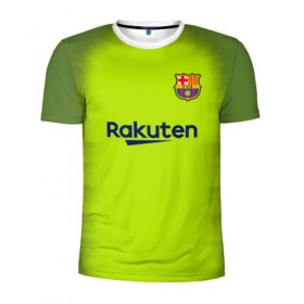 Мужская футболка 3D спортивная с принтом Барселона Форма Гостевая 18/19 в Тюмени, 100% полиэстер с улучшенными характеристиками | приталенный силуэт, круглая горловина, широкие плечи, сужается к линии бедра | barca | barcelona | barsa | барса | барселона