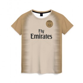 Женская футболка 3D с принтом PSG Форма Новая Away 18/19 в Тюмени, 100% полиэфир ( синтетическое хлопкоподобное полотно) | прямой крой, круглый вырез горловины, длина до линии бедер | 2019 | fcb | paris saint germain | psg | псж | форма | футбольная
