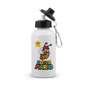 Бутылка спортивная с принтом Bee Mario в Тюмени, металл | емкость — 500 мл, в комплекте две пластиковые крышки и карабин для крепления | nintendo | марио | нинтендо