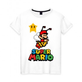 Женская футболка хлопок с принтом Bee Mario в Тюмени, 100% хлопок | прямой крой, круглый вырез горловины, длина до линии бедер, слегка спущенное плечо | nintendo | марио | нинтендо