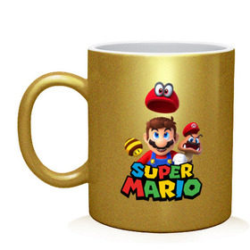 Кружка с принтом Super Mario в Тюмени, керамика | объем — 330 мл, диаметр — 80 мм. Принт наносится на бока кружки, можно сделать два разных изображения | nintendo | марио | нинтендо